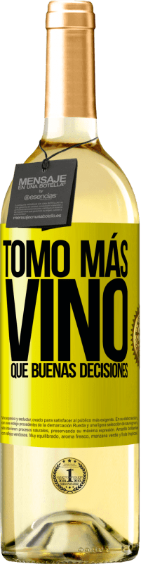 29,95 € | Vino Blanco Edición WHITE Tomo más vino que buenas decisiones Etiqueta Amarilla. Etiqueta personalizable Vino joven Cosecha 2023 Verdejo