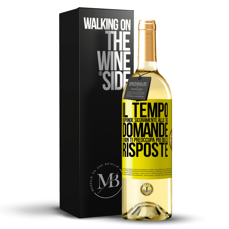 29,95 € Spedizione Gratuita | Vino bianco Edizione WHITE Il tempo risponde sicuramente alle tue domande o non ti preoccupa più delle risposte Etichetta Gialla. Etichetta personalizzabile Vino giovane Raccogliere 2025 Verdejo