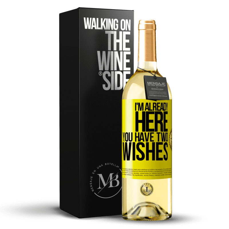 29,95 € Бесплатная доставка | Белое вино Издание WHITE Я здесь У вас есть два желания Желтая этикетка. Настраиваемая этикетка Молодое вино Урожай 2023 Verdejo