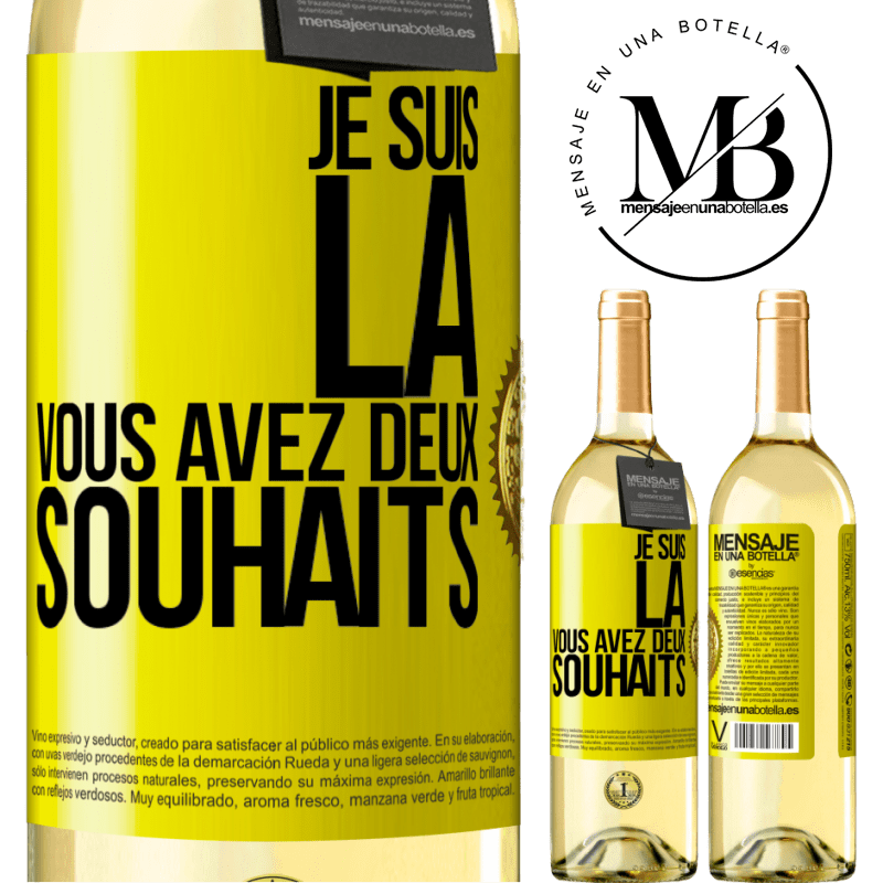 29,95 € Envoi gratuit | Vin blanc Édition WHITE Je suis là. Il ne te reste plus que deux voeux Étiquette Jaune. Étiquette personnalisable Vin jeune Récolte 2025 Verdejo