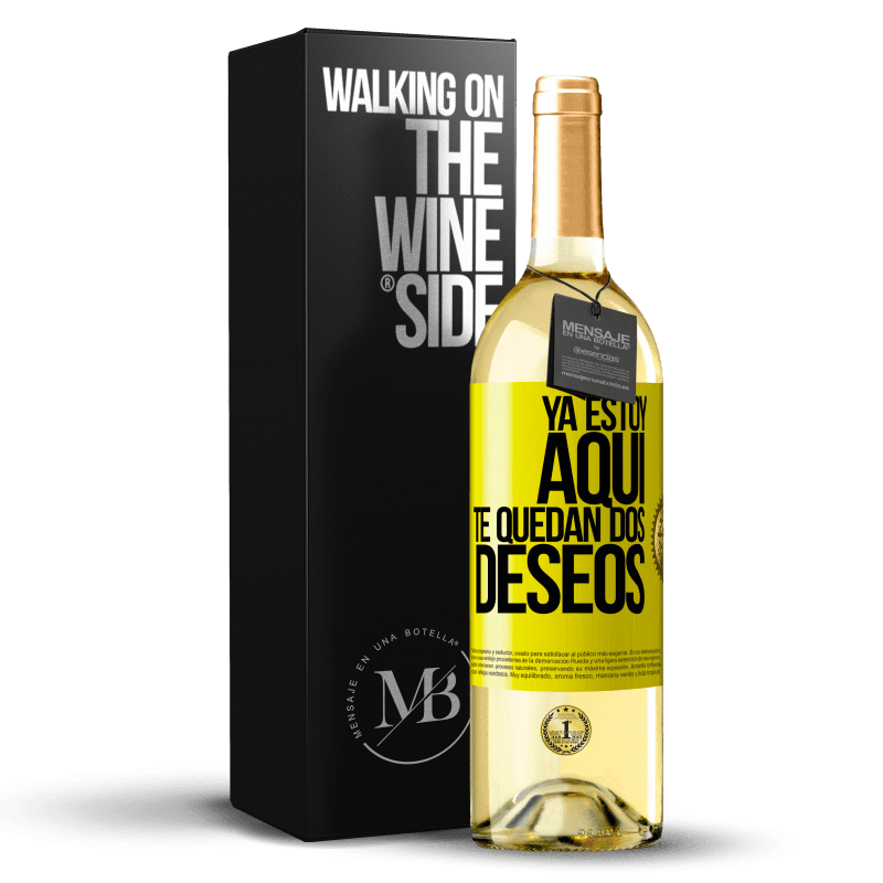 29,95 € Envío gratis | Vino Blanco Edición WHITE Ya estoy aquí. Te quedan dos deseos Etiqueta Amarilla. Etiqueta personalizable Vino joven Cosecha 2024 Verdejo