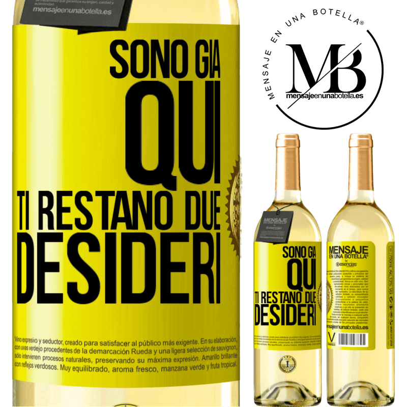 29,95 € Spedizione Gratuita | Vino bianco Edizione WHITE Sono già qui. Ti restano due desideri Etichetta Gialla. Etichetta personalizzabile Vino giovane Raccogliere 2024 Verdejo