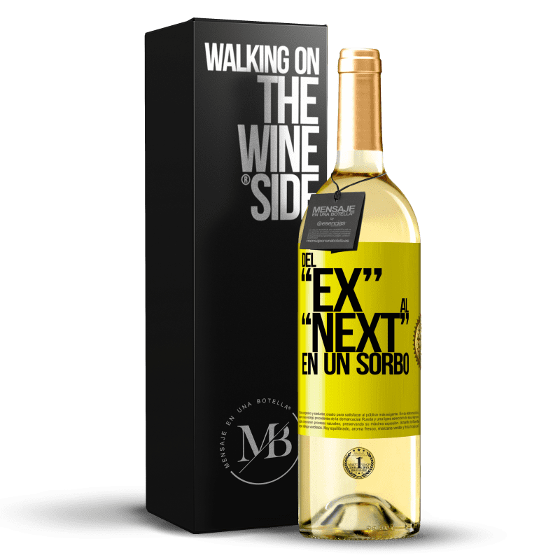 29,95 € Kostenloser Versand | Weißwein WHITE Ausgabe Del EX al NEXT en un sorbo Gelbes Etikett. Anpassbares Etikett Junger Wein Ernte 2023 Verdejo