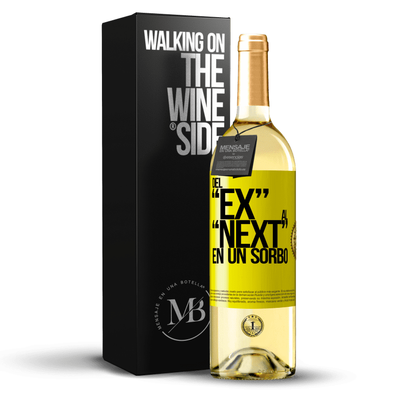 29,95 € Kostenloser Versand | Weißwein WHITE Ausgabe Del EX al NEXT en un sorbo Gelbes Etikett. Anpassbares Etikett Junger Wein Ernte 2024 Verdejo