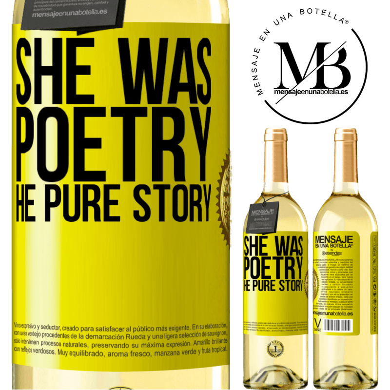 29,95 € Free Shipping | White Wine WHITE Edition She was poetry, he pure story Yellow Label. Customizable label Young wine Harvest 2022 Verdejo