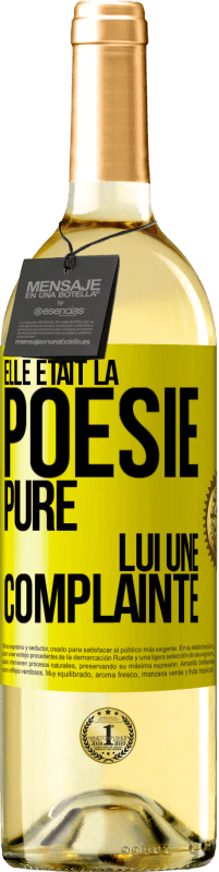 29,95 € Envoi gratuit | Vin blanc Édition WHITE Elle était la poésie pure, lui une complainte Étiquette Jaune. Étiquette personnalisable Vin jeune Récolte 2025 Verdejo