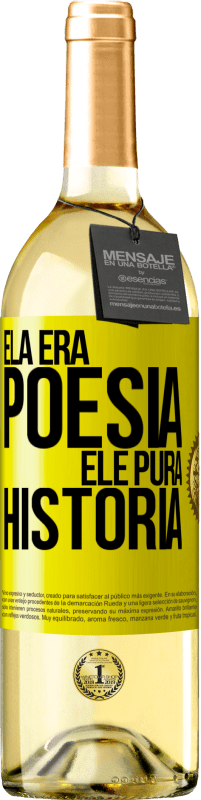 29,95 € | Vinho branco Edição WHITE Ela era poesia, ele pura história Etiqueta Amarela. Etiqueta personalizável Vinho jovem Colheita 2024 Verdejo