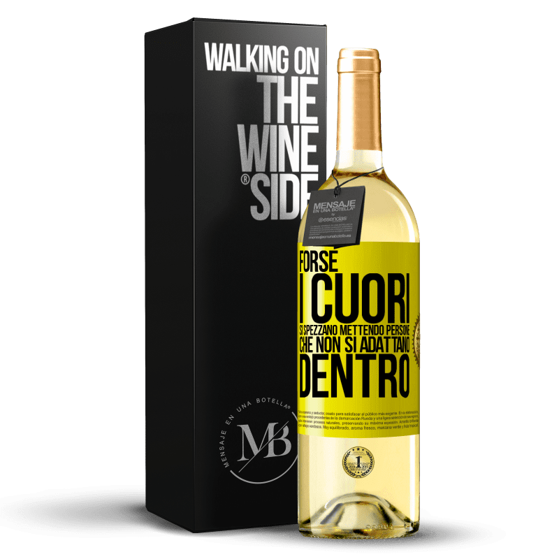 29,95 € Spedizione Gratuita | Vino bianco Edizione WHITE Forse i cuori si spezzano mettendo persone che non si adattano dentro Etichetta Gialla. Etichetta personalizzabile Vino giovane Raccogliere 2023 Verdejo