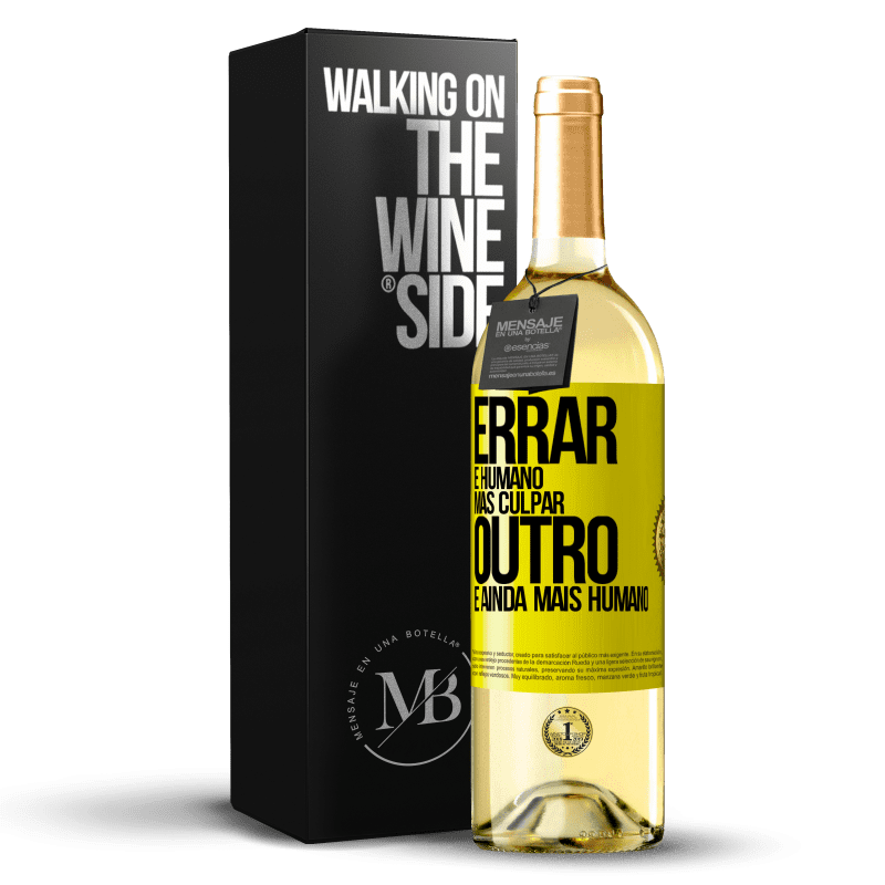 29,95 € Envio grátis | Vinho branco Edição WHITE Errar é humano ... mas culpar outro, é ainda mais humano Etiqueta Amarela. Etiqueta personalizável Vinho jovem Colheita 2024 Verdejo