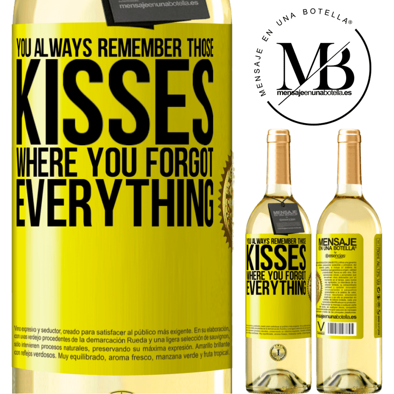 29,95 € Free Shipping | White Wine WHITE Edition You always remember those kisses where you forgot everything Yellow Label. Customizable label Young wine Harvest 2022 Verdejo