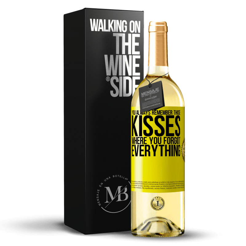 29,95 € Бесплатная доставка | Белое вино Издание WHITE Ты всегда помнишь те поцелуи, где ты все забыл Желтая этикетка. Настраиваемая этикетка Молодое вино Урожай 2023 Verdejo