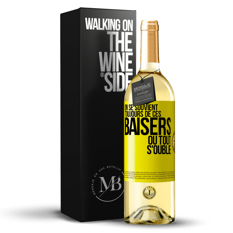 29,95 € Envoi gratuit | Vin blanc Édition WHITE On se souvient toujours de ces baisers où tout s'oublie Étiquette Jaune. Étiquette personnalisable Vin jeune Récolte 2024 Verdejo