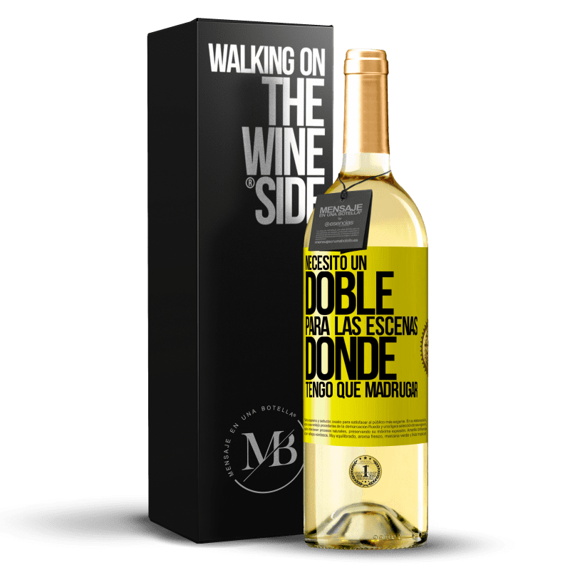 29,95 € Envío gratis | Vino Blanco Edición WHITE Necesito un doble para las escenas donde tengo que madrugar Etiqueta Amarilla. Etiqueta personalizable Vino joven Cosecha 2024 Verdejo