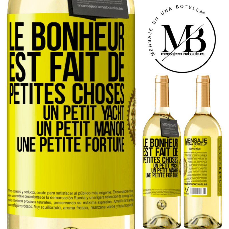 29,95 € Envoi gratuit | Vin blanc Édition WHITE Le bonheur est fait de petites choses: un petit yacht, un petit manoir, une petite fortune Étiquette Jaune. Étiquette personnalisable Vin jeune Récolte 2023 Verdejo