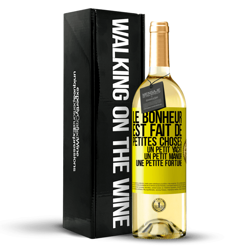 29,95 € Envoi gratuit | Vin blanc Édition WHITE Le bonheur est fait de petites choses: un petit yacht, un petit manoir, une petite fortune Étiquette Jaune. Étiquette personnalisable Vin jeune Récolte 2025 Verdejo