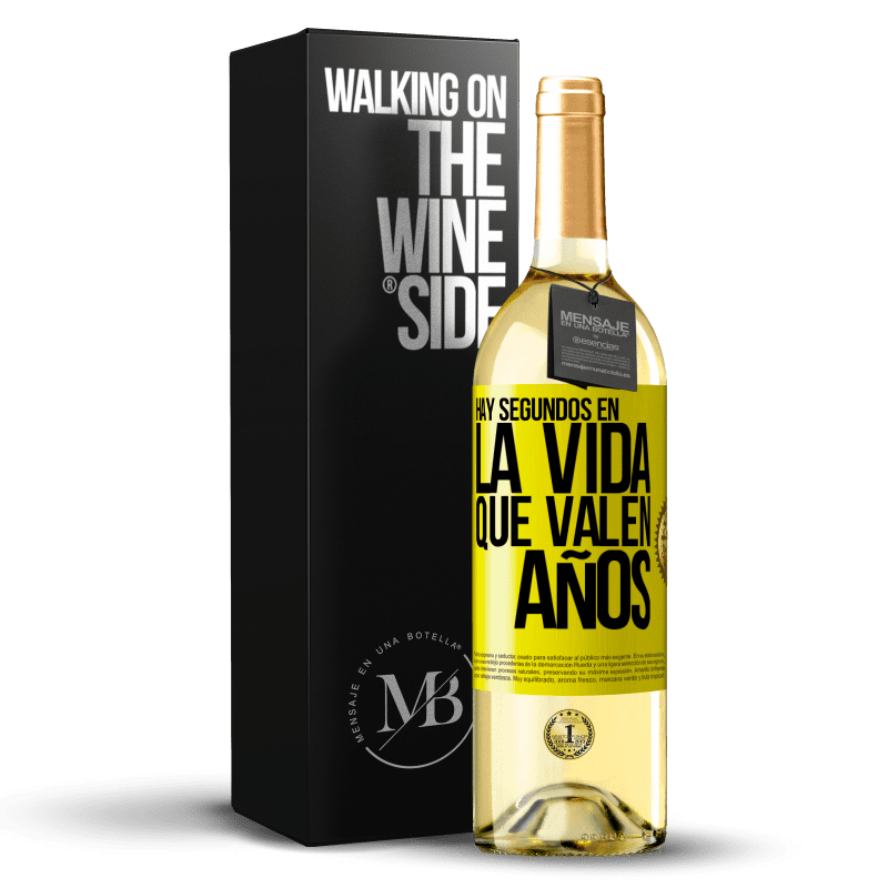 29,95 € Envío gratis | Vino Blanco Edición WHITE Hay segundos en la vida que valen años Etiqueta Amarilla. Etiqueta personalizable Vino joven Cosecha 2025 Verdejo