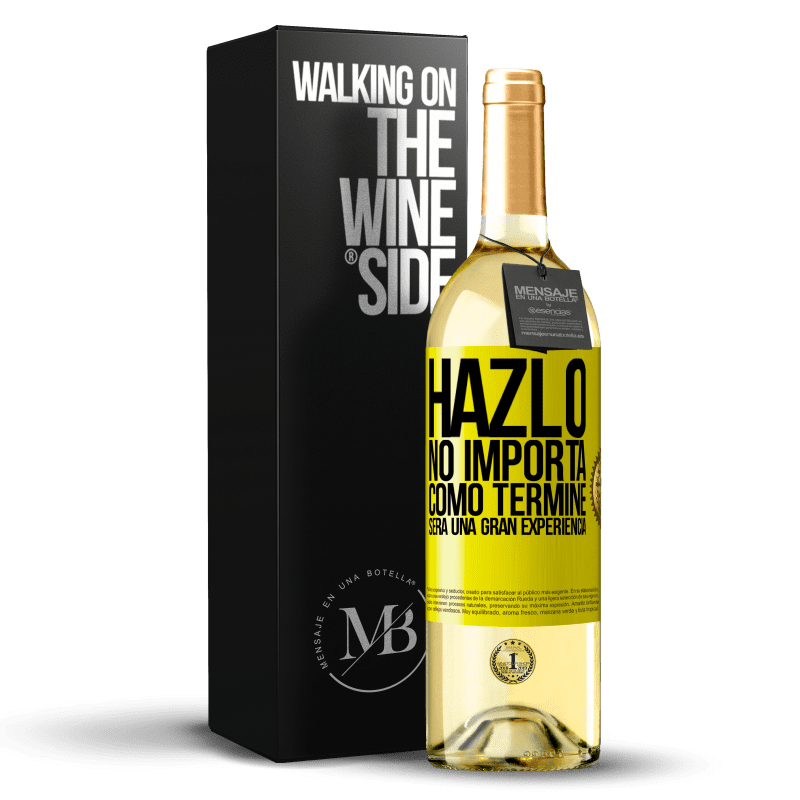 29,95 € Envío gratis | Vino Blanco Edición WHITE Hazlo, no importa como terminé, será una gran experiencia Etiqueta Amarilla. Etiqueta personalizable Vino joven Cosecha 2023 Verdejo