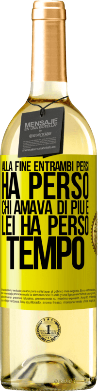 29,95 € | Vino bianco Edizione WHITE Alla fine, entrambi persi. Ha perso chi amava di più e lei ha perso tempo Etichetta Gialla. Etichetta personalizzabile Vino giovane Raccogliere 2024 Verdejo