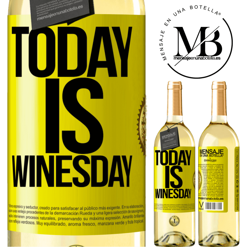 29,95 € Free Shipping | White Wine WHITE Edition Today is winesday! Yellow Label. Customizable label Young wine Harvest 2022 Verdejo