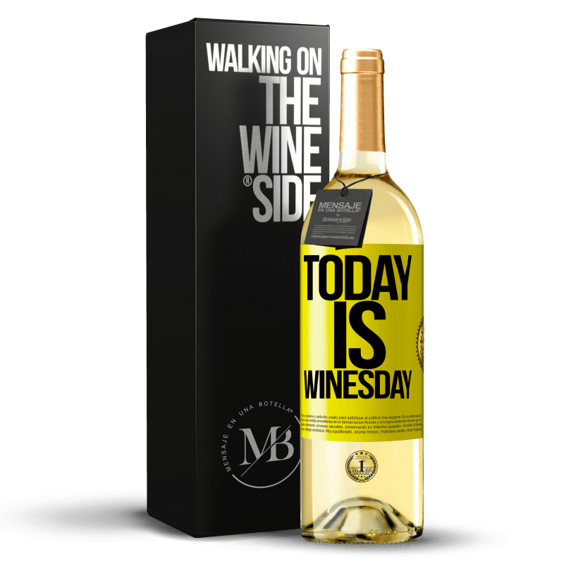 29,95 € Бесплатная доставка | Белое вино Издание WHITE Today is winesday! Желтая этикетка. Настраиваемая этикетка Молодое вино Урожай 2024 Verdejo