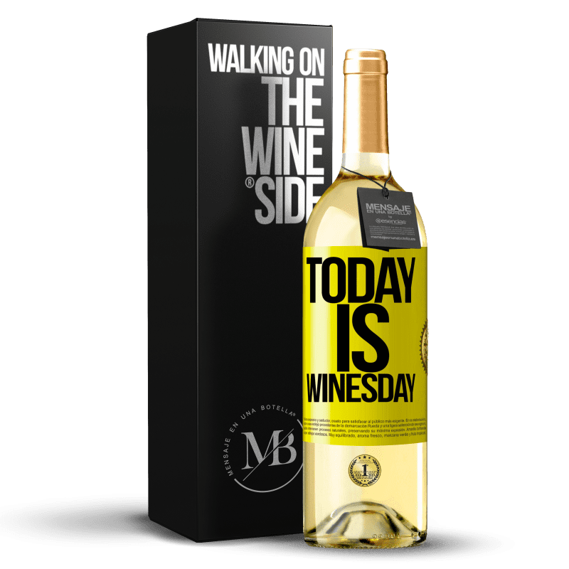 29,95 € Envio grátis | Vinho branco Edição WHITE Today is winesday! Etiqueta Amarela. Etiqueta personalizável Vinho jovem Colheita 2024 Verdejo