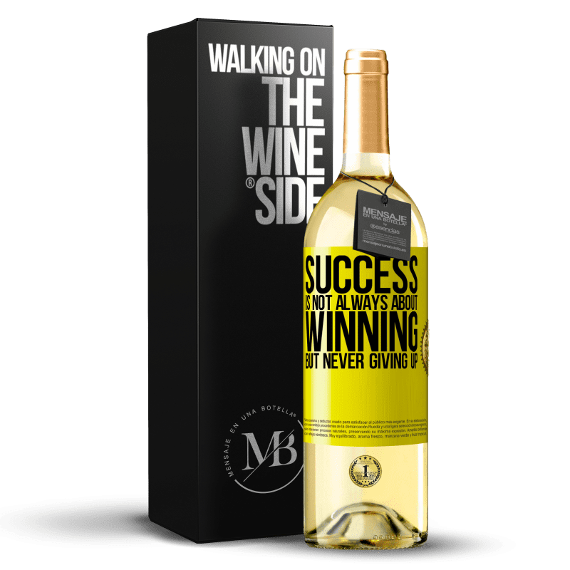 29,95 € Бесплатная доставка | Белое вино Издание WHITE Успех не всегда о победе, но никогда не сдаваться Желтая этикетка. Настраиваемая этикетка Молодое вино Урожай 2023 Verdejo