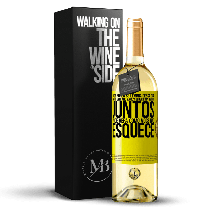 29,95 € Envio grátis | Vinho branco Edição WHITE Você nunca se lembra dessa data, então este ano vamos beber esta garrafa juntos. Você verá como você não esquece Etiqueta Amarela. Etiqueta personalizável Vinho jovem Colheita 2024 Verdejo