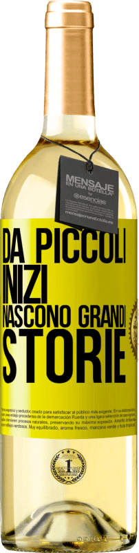 29,95 € Spedizione Gratuita | Vino bianco Edizione WHITE Da piccoli inizi nascono grandi storie Etichetta Gialla. Etichetta personalizzabile Vino giovane Raccogliere 2024 Verdejo