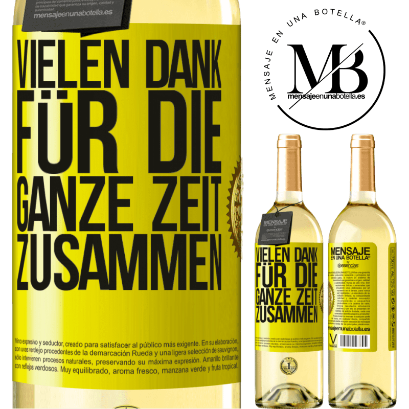 29,95 € Kostenloser Versand | Weißwein WHITE Ausgabe Vielen Dank für all die gemeinsame Zeit Gelbes Etikett. Anpassbares Etikett Junger Wein Ernte 2023 Verdejo