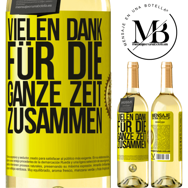 29,95 € Kostenloser Versand | Weißwein WHITE Ausgabe Vielen Dank für all die gemeinsame Zeit Gelbes Etikett. Anpassbares Etikett Junger Wein Ernte 2025 Verdejo