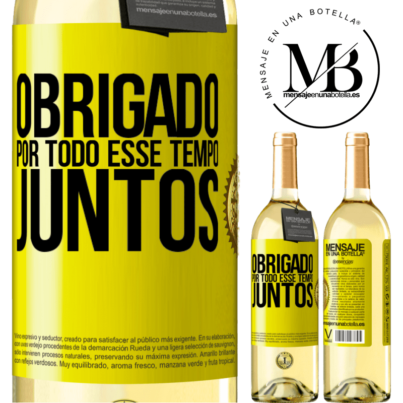 29,95 € Envio grátis | Vinho branco Edição WHITE Obrigado por todo esse tempo juntos Etiqueta Amarela. Etiqueta personalizável Vinho jovem Colheita 2023 Verdejo