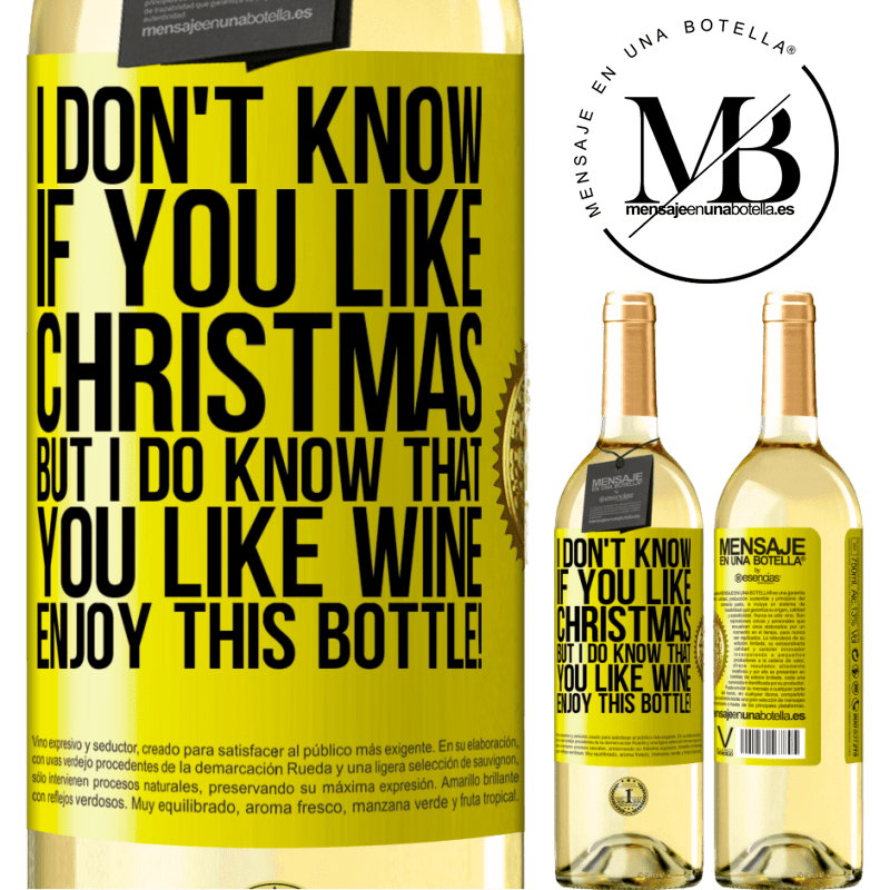 29,95 € Free Shipping | White Wine WHITE Edition I don't know if you like Christmas, but I do know that you like wine. Enjoy this bottle! Yellow Label. Customizable label Young wine Harvest 2023 Verdejo