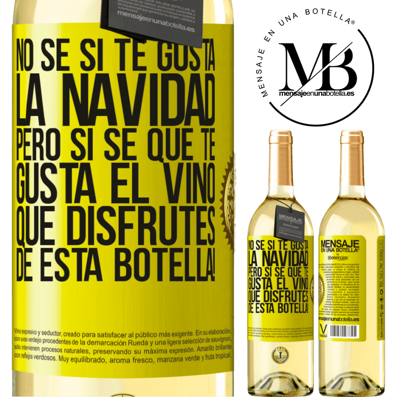 29,95 € Envío gratis | Vino Blanco Edición WHITE No sé si te gusta la navidad, pero sí sé que te gusta el vino. Que disfrutes de esta botella! Etiqueta Amarilla. Etiqueta personalizable Vino joven Cosecha 2023 Verdejo