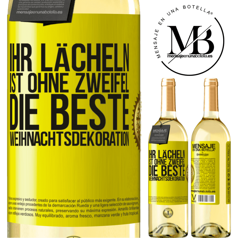 29,95 € Kostenloser Versand | Weißwein WHITE Ausgabe Ihr Lächeln ist ohne Zweifel die beste Weihnachtsdekoration Gelbes Etikett. Anpassbares Etikett Junger Wein Ernte 2023 Verdejo