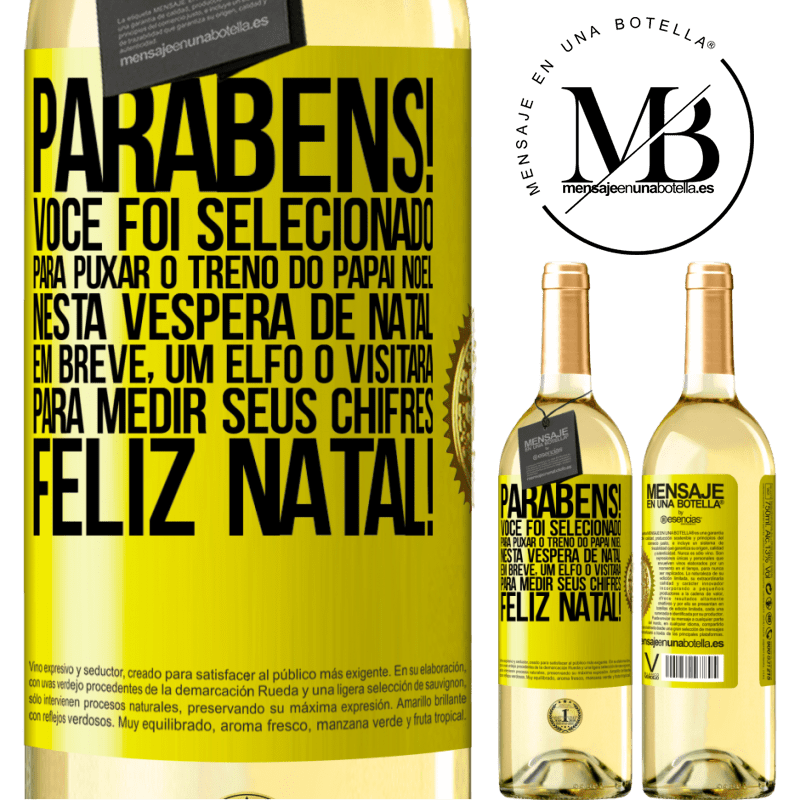 29,95 € Envio grátis | Vinho branco Edição WHITE Parabéns! Você foi selecionado para puxar o trenó do Papai Noel nesta véspera de Natal. Em breve, um elfo o visitará para Etiqueta Amarela. Etiqueta personalizável Vinho jovem Colheita 2023 Verdejo