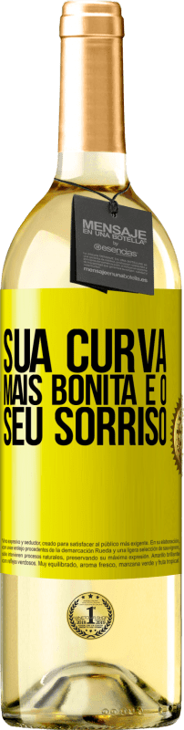 29,95 € | Vinho branco Edição WHITE Sua curva mais bonita é o seu sorriso Etiqueta Amarela. Etiqueta personalizável Vinho jovem Colheita 2024 Verdejo