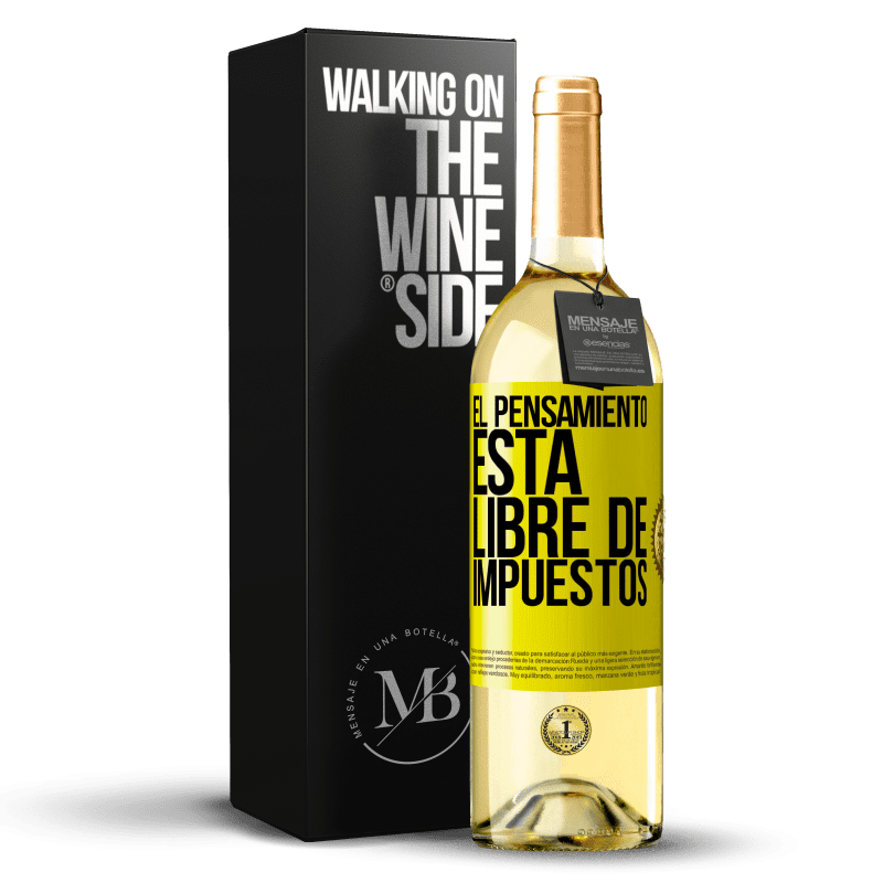 29,95 € Envío gratis | Vino Blanco Edición WHITE El pensamiento está libre de impuestos Etiqueta Amarilla. Etiqueta personalizable Vino joven Cosecha 2024 Verdejo