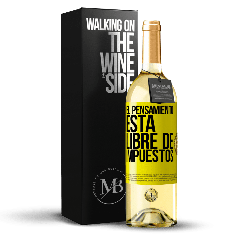29,95 € Envío gratis | Vino Blanco Edición WHITE El pensamiento está libre de impuestos Etiqueta Amarilla. Etiqueta personalizable Vino joven Cosecha 2025 Verdejo
