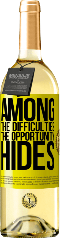 29,95 € 免费送货 | 白葡萄酒 WHITE版 机会掩盖的困难之中 黄色标签. 可自定义的标签 青年酒 收成 2025 Verdejo