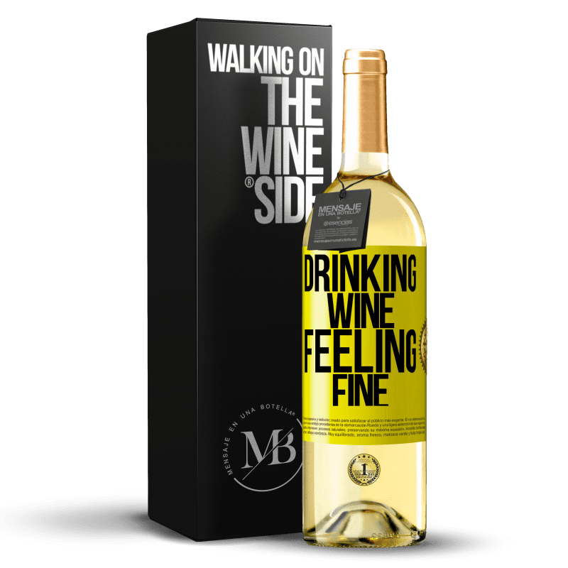 29,95 € Spedizione Gratuita | Vino bianco Edizione WHITE Drinking wine, feeling fine Etichetta Gialla. Etichetta personalizzabile Vino giovane Raccogliere 2025 Verdejo