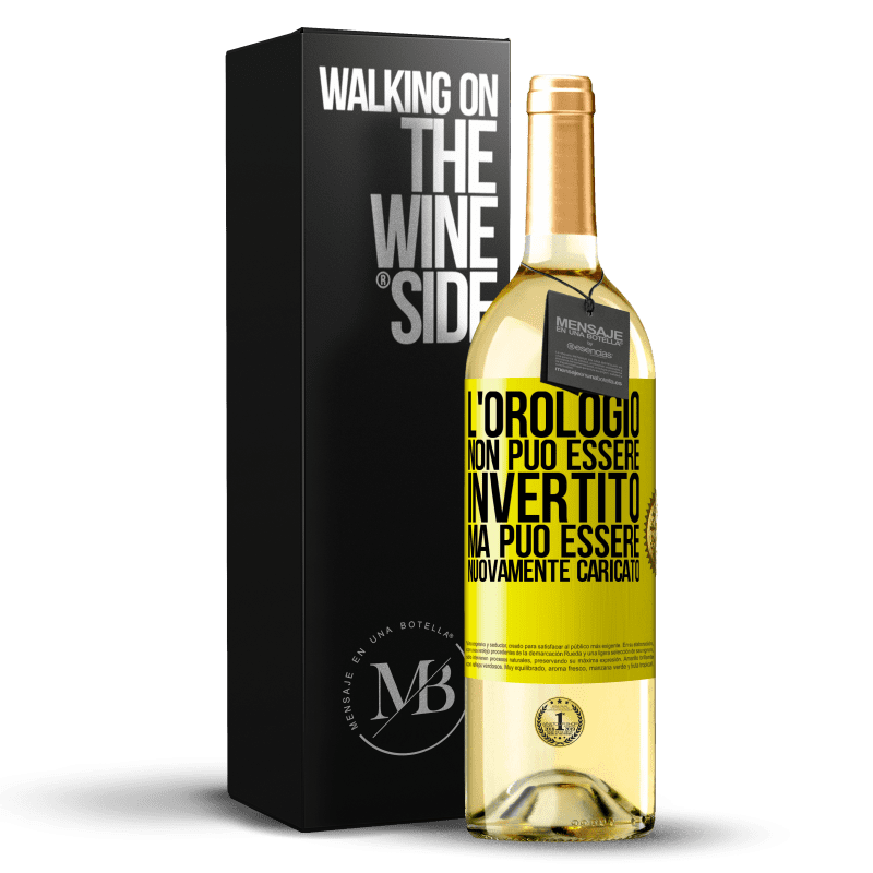 29,95 € Spedizione Gratuita | Vino bianco Edizione WHITE L'orologio non può essere invertito, ma può essere nuovamente caricato Etichetta Gialla. Etichetta personalizzabile Vino giovane Raccogliere 2024 Verdejo