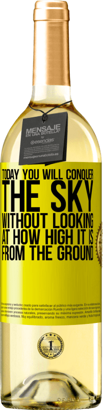 29,95 € | White Wine WHITE Edition Today you will conquer the sky, without looking at how high it is from the ground Yellow Label. Customizable label Young wine Harvest 2024 Verdejo