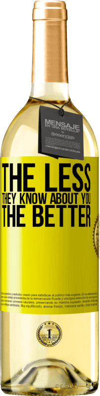 29,95 € Free Shipping | White Wine WHITE Edition The less they know about you, the better Yellow Label. Customizable label Young wine Harvest 2023 Verdejo