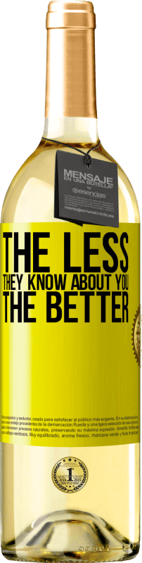 29,95 € Free Shipping | White Wine WHITE Edition The less they know about you, the better Yellow Label. Customizable label Young wine Harvest 2025 Verdejo