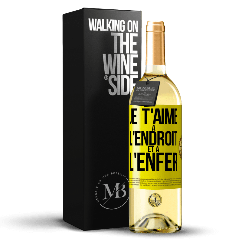 29,95 € Envoi gratuit | Vin blanc Édition WHITE Je t'aime à l'endroit et à l'enfer Étiquette Jaune. Étiquette personnalisable Vin jeune Récolte 2024 Verdejo