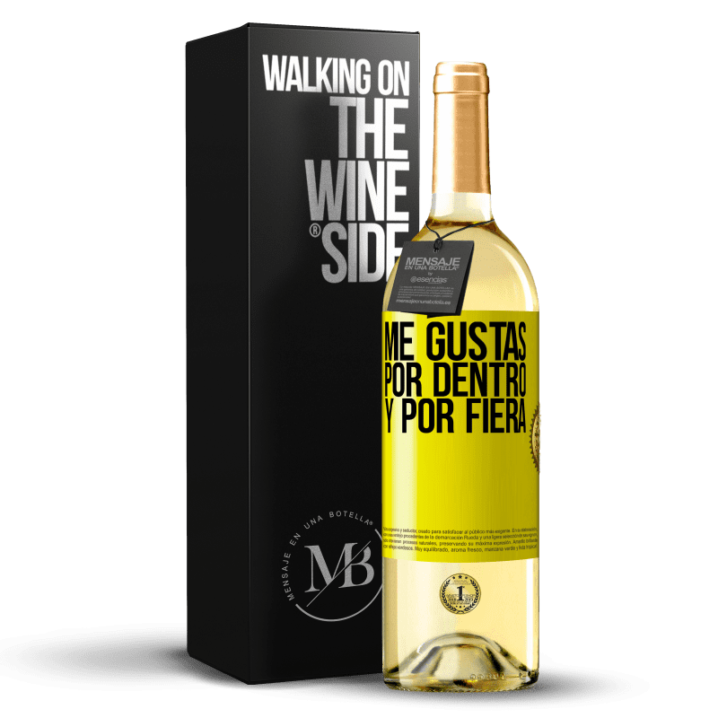 29,95 € Envío gratis | Vino Blanco Edición WHITE Me gustas por dentro y por fiera Etiqueta Amarilla. Etiqueta personalizable Vino joven Cosecha 2024 Verdejo