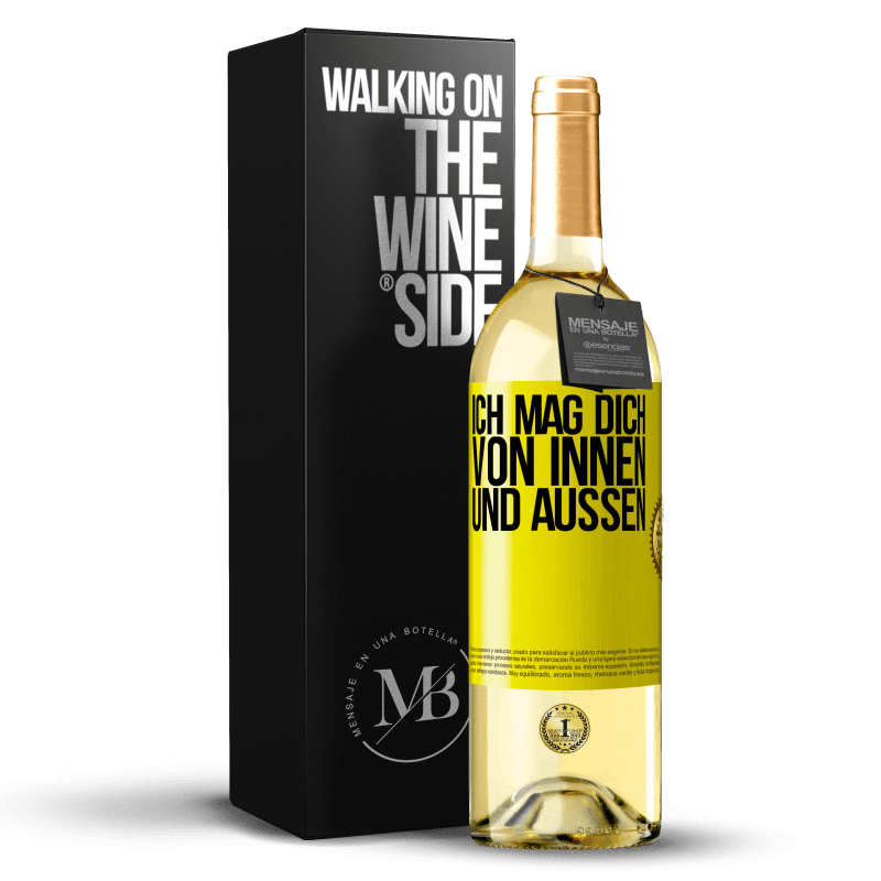 29,95 € Kostenloser Versand | Weißwein WHITE Ausgabe Ich mag dich von innen und außen Gelbes Etikett. Anpassbares Etikett Junger Wein Ernte 2023 Verdejo