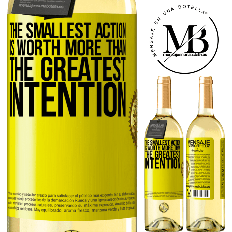 29,95 € Free Shipping | White Wine WHITE Edition The smallest action is worth more than the greatest intention Yellow Label. Customizable label Young wine Harvest 2024 Verdejo