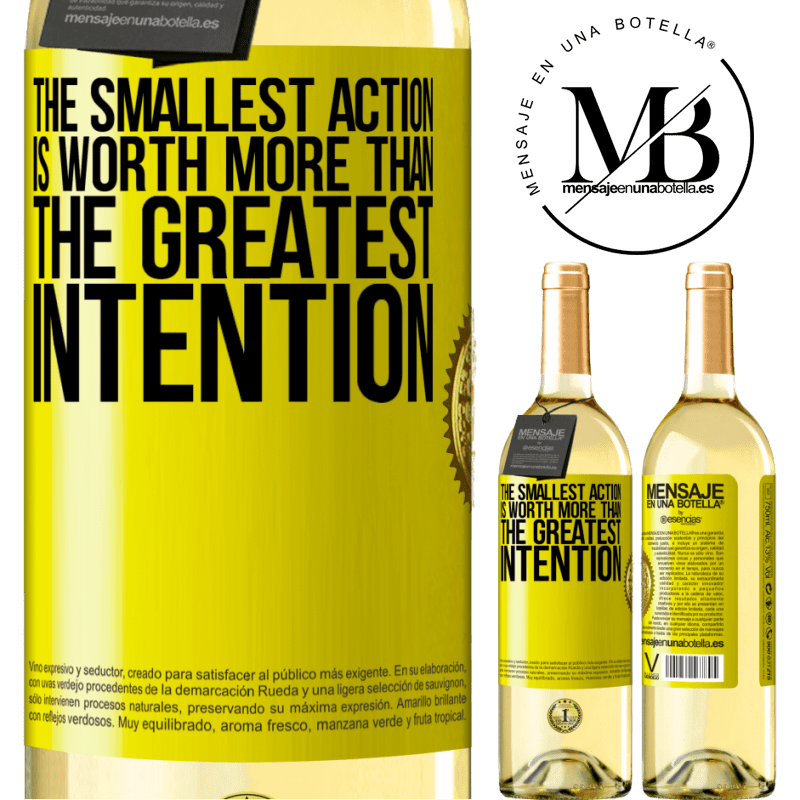 29,95 € Free Shipping | White Wine WHITE Edition The smallest action is worth more than the greatest intention Yellow Label. Customizable label Young wine Harvest 2025 Verdejo