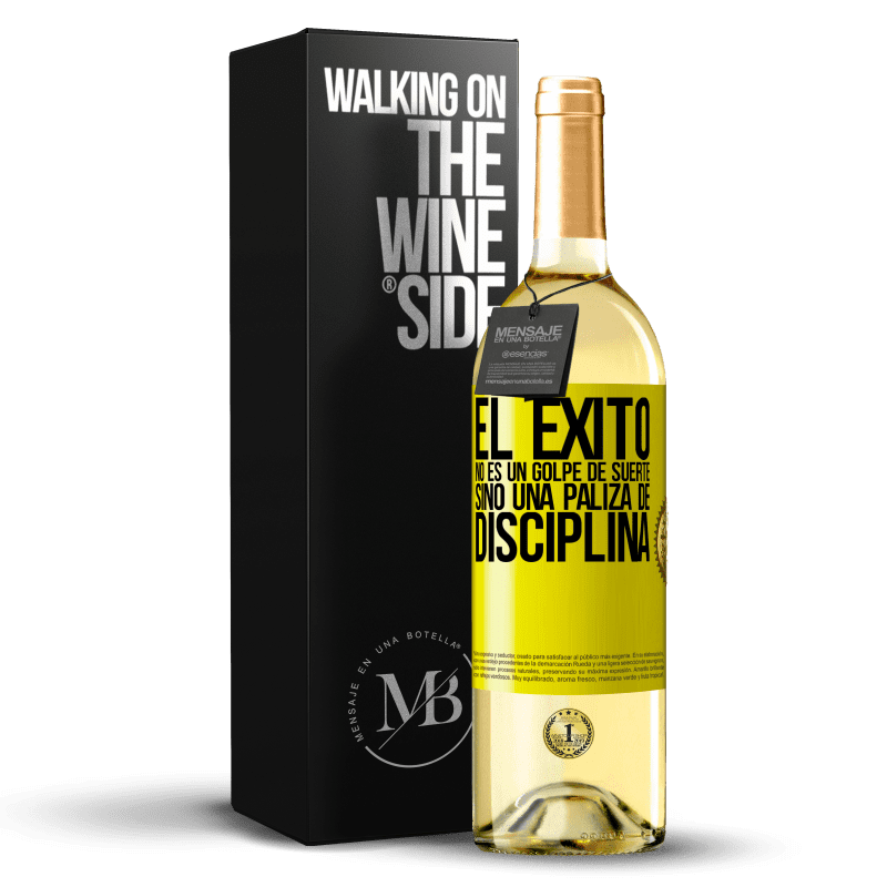 29,95 € Envío gratis | Vino Blanco Edición WHITE El éxito no es un golpe de suerte, sino una paliza de disciplina Etiqueta Amarilla. Etiqueta personalizable Vino joven Cosecha 2024 Verdejo